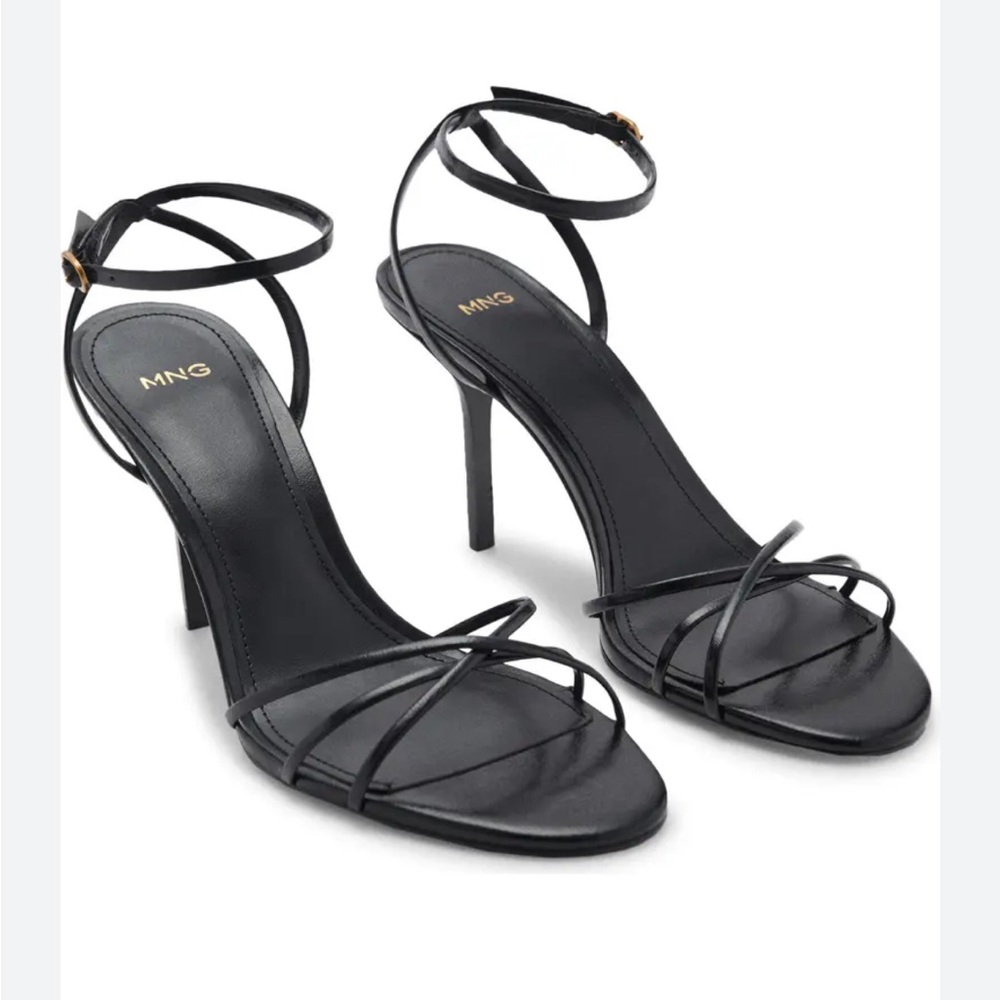Mango Elegant Black Heeled Sandals